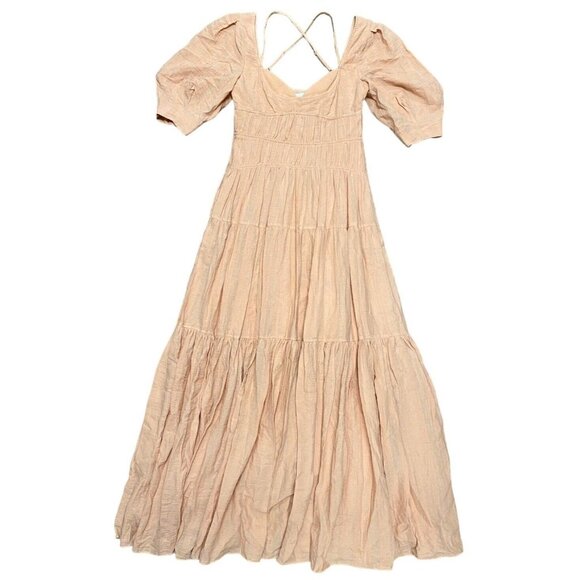 Jonathan Simkhai Sz 4 Maxi Dress New Wilder Gauze Sorbet Orange Short Sleeve - Picture 4 of 12